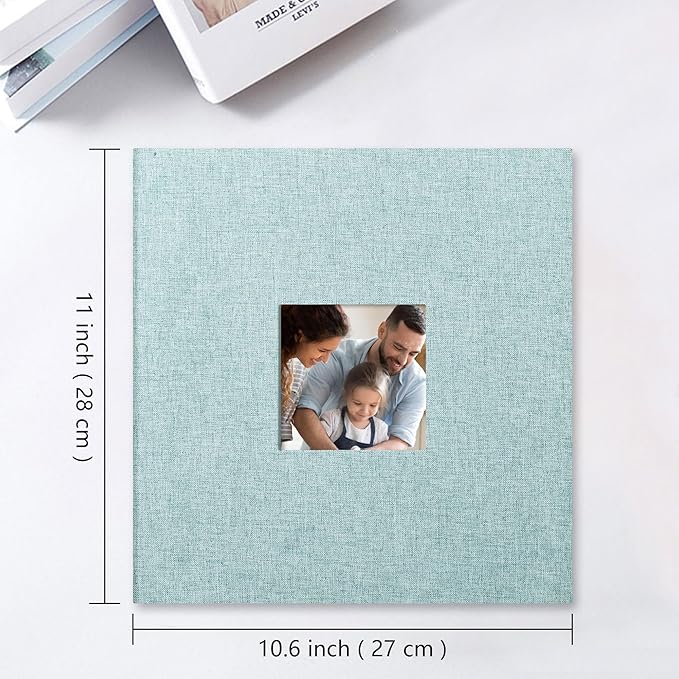 Vienrose Large Photo Album Self Adhesive for 4x6 8x10 Pictures Linen Scrapbook Album DIY 60 Blank Pages with A Metallic Pen