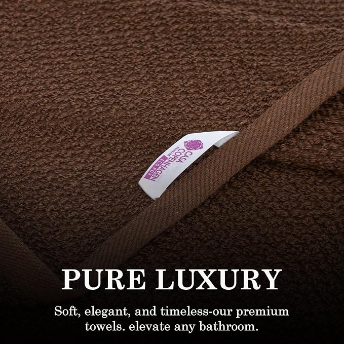 CASA COPENHAGEN Popcorn Textured 4 Pieces Bath Towel Set- Toffee, 550 GSM 4 Bath Towel Rough & Tough Use Cotton Towels Gift Set for Bathroom