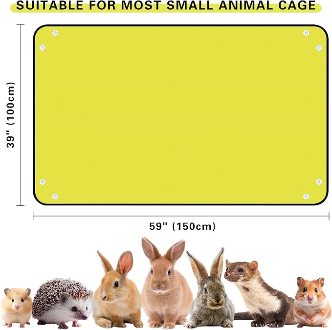 Waterproof Pet Playpen Mat, Reusable Cage Liner, Animals Habitat Protection | 1 Pack, 59"x39", Yellow/Orange Cage Liners for Hamsters, Ferrets, Guinea Pig, Rabbits, Bunny, Birds, and Other Small Animals