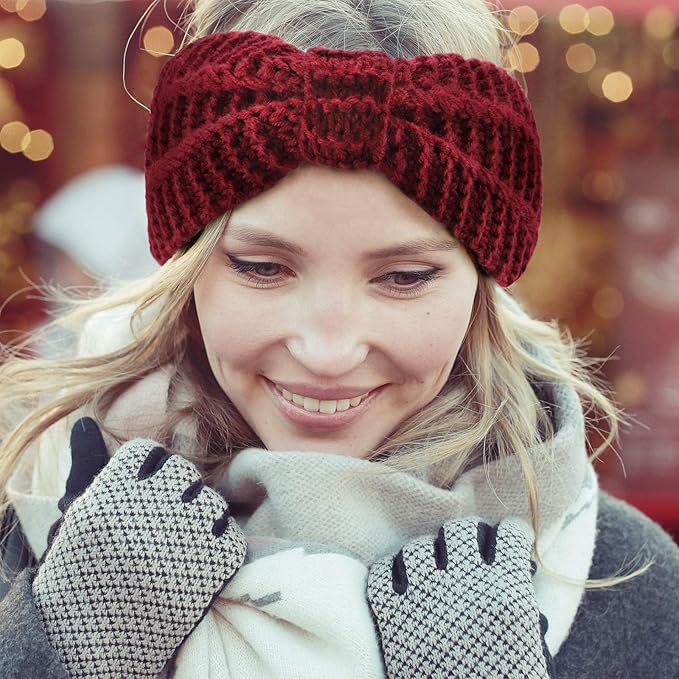 DRESHOW Winter Knit Chunky Headbands for Women Crochet Turban Knitted Ear Warmer Fashion Head Wrap 6 Pack