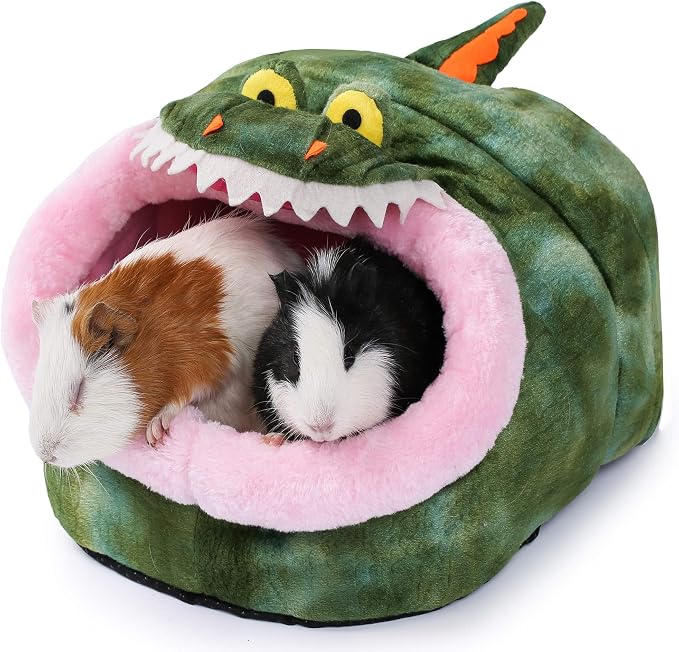 JanYoo Rat Bed Hut Guinea Pig Hideout House Small Animal Tent Accessories Rabbit Hideaway Igloo Supplies for Cages(XL,Crocodile)