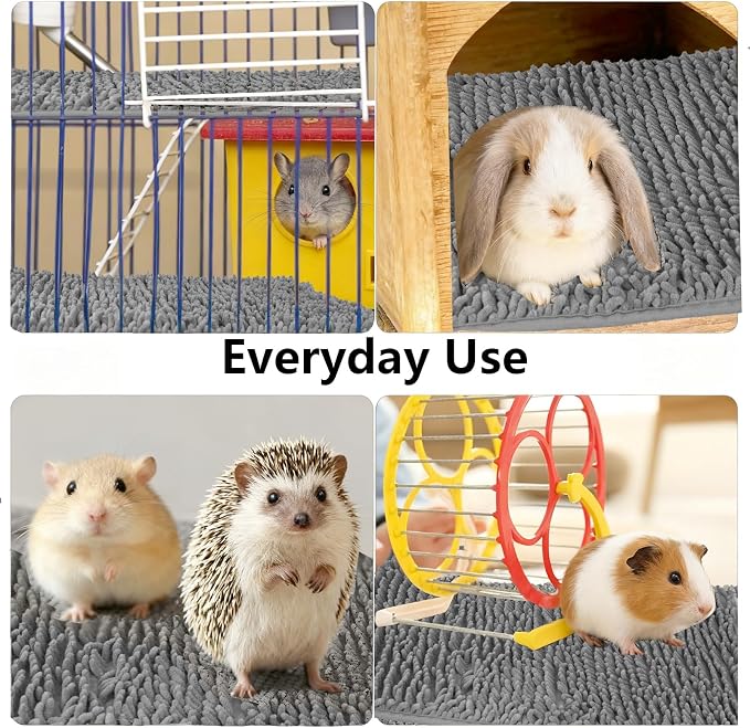 5 Pcs Guinea Pig Cage Liner 16 x 24 Inch Dark Gray Guinea Pig Bedding Washable Training Mat Reusable Small Animal Sleeping Pee Pads for Bunny Hamster