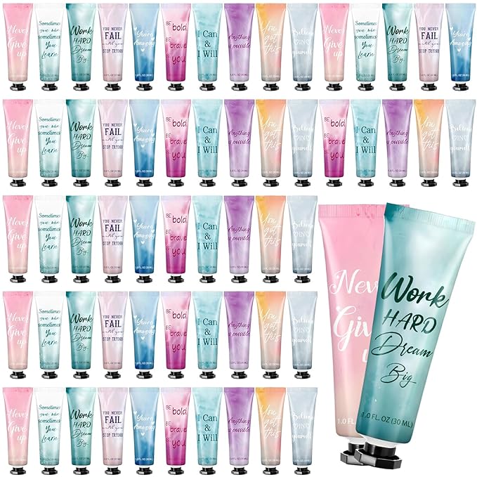 60 Pack Employee Appreciation Team Gifts Bulk Travel Size Hand Cream Inspirational Natural Fragrance Hand Lotion Christmas Winter Thank You Gifts for Women Teacher Nurse Coworker Staff Baby Shower