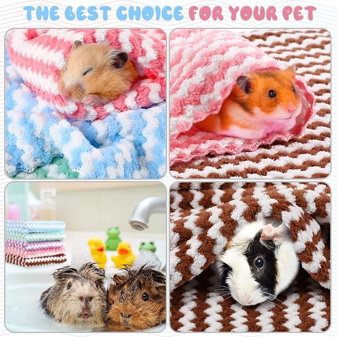 Moukeren 20pcs Guinea Pig Blankets, 12 x 12 Inch, Waffle Style, Multicolor | Washable Reusable Bedding Pads for Small Animals, Soft Absorbent Mats for Guinea Pig, Rabbit, Hamster, Hedgehog & Chinchilla