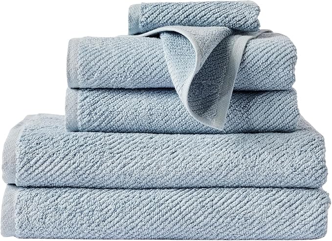 Coyuchi Air Weight Organic Towels, 6 Piece Set, Stone Blue