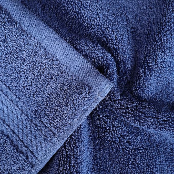 BLUENILEMILLS Madison Egyptian Cotton Towels, Towel Set for Bathroom, Shower, Hotel, Plush, 900 GSM, Highly Absorbent and Ultra-Soft Towels, Bath Essentials, 8 Piece Assorted Towel Set, Navy Blue