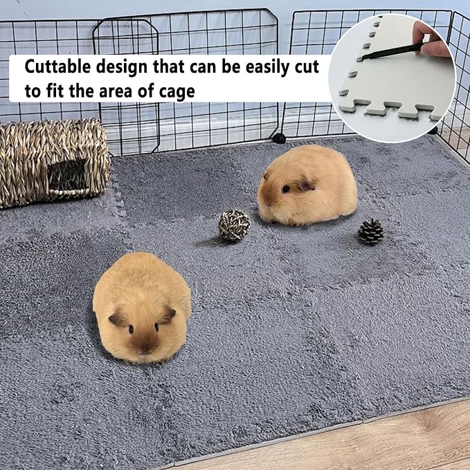 BNOSDM 12Pcs Guinea Pig Fleece Cage Liners Pads Bedding Mat,11.8",Gray | Washable Reusable Guinea Pig Plush Pads with Edging,Soft Warm Rabbit Sleeping Mats Blanket for Bunny Small Animals