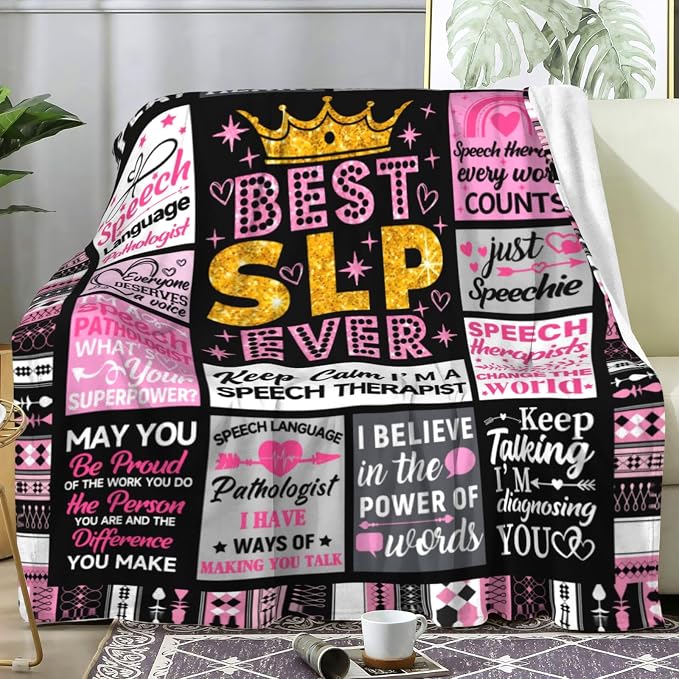 Speech Language Pathologist Gifts for Women SLP Blanket Throw Speech Therapy Blankets Plush Flannel Bedding SLP Gifts for Women Speech Pathologist 60"X50"