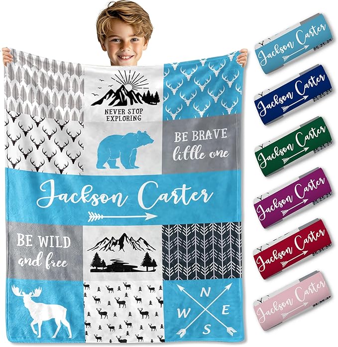 Ships Next Day- Custom Blanket with Name, Personalized Kids Throw Blankets, Teen Girl Gifts Trendy Stuff, Christmas Birthday Gifts for Boys Girls