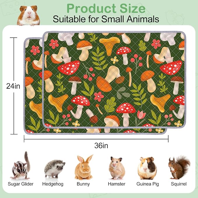 Unicorn Catcher 2 Pack Washable Guinea Pig Cage Liner, Waterproof Bedding | Reusable Absorbent Bedding For Rabbits, Hamsters, And Hedgehogs With A Leak-Proof Design To Keep Cages Dry And Clean