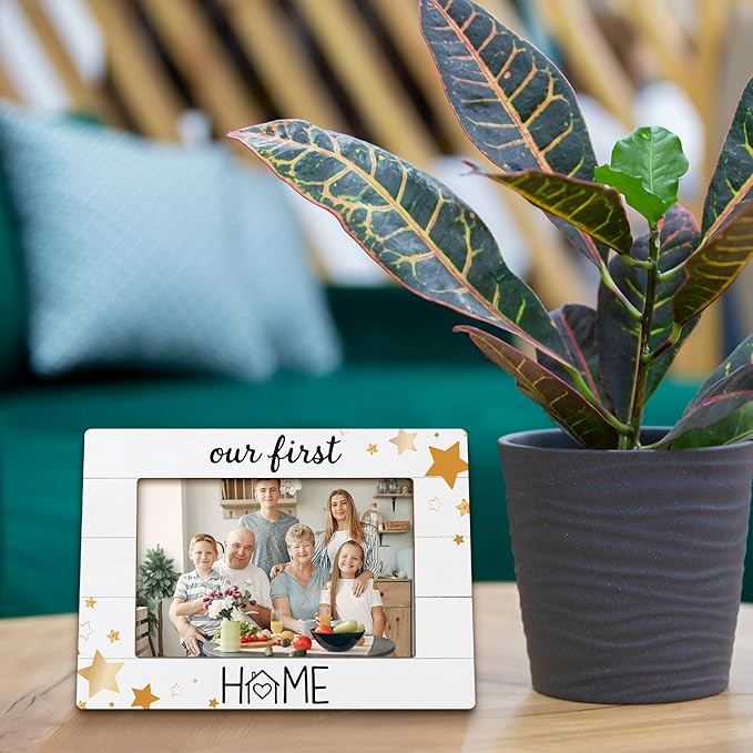 Family Picture Frames, House Warming Gifts New Home, Housewarming New Home Gifts Wooden Photo Frames, New Home Memories First Time Home Buyer GiftPicture Photo Frame for Desk Table 4X6 Photos