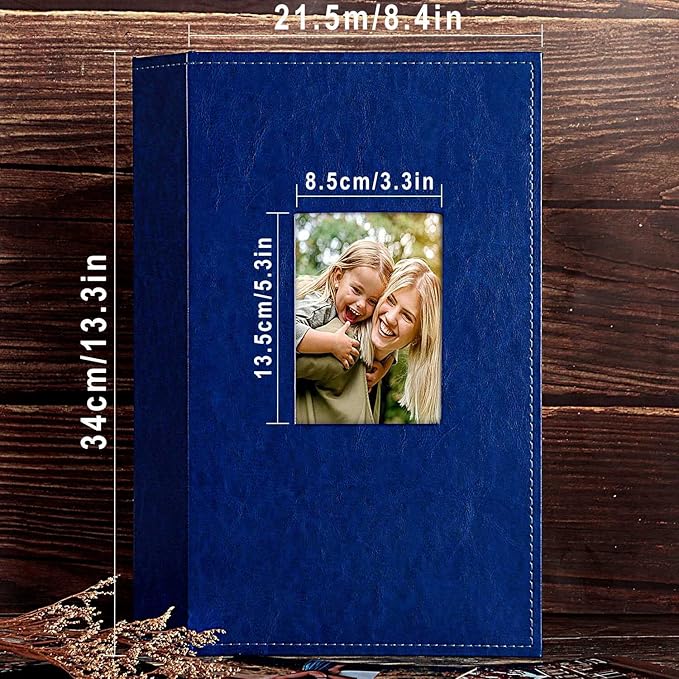 Ywlake Photo Album 4x6 300 Pockets, Leather Photo Albums Holds 300 Horizontal Only Pictures Blue