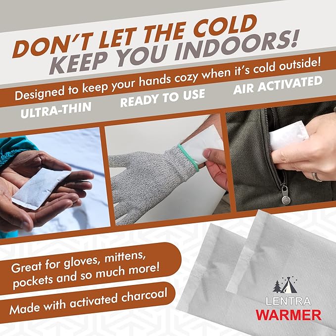 Hot Hand Warmers - 50 Count - 10 Hours Long Lasting Heat, Safe Natural Odorless Air Activated Heat Packs for Hands, Toes and Body - TSA Approved