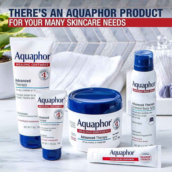 Aquaphor Healing Ointment - Skin Protectant for Dry Cracked Skin - Hands, Heels, Elbows - 2.8 oz Jar (Pack of 3)