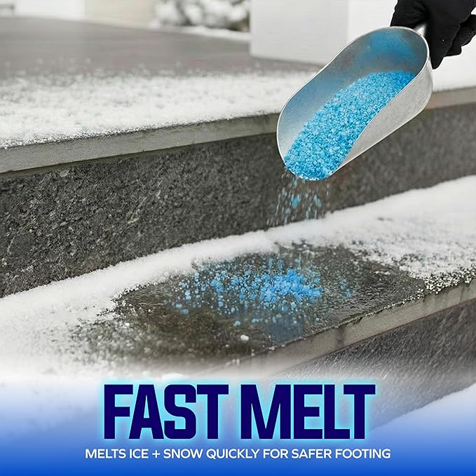 Snow Joe Crystal Blue Snow & Ice Melter, Heat-Generating Crystals, 50 Lb Bag - Fast-Acting Commercial Deicer and Remover for Concrete, Driveway, Sidewalk, and Outdoor Spaces