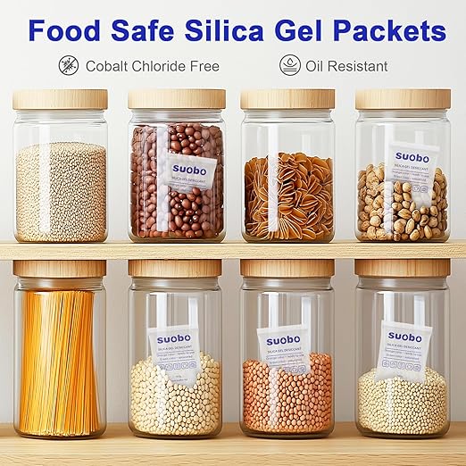 Silica Gel Packets, 100 Gram 20 Packs Moisture Absorbers with Color Indicating, Food Safe Desiccant Packs for Storage, Silica Packets for Foods, Electronics, Closet, 3D Filaments