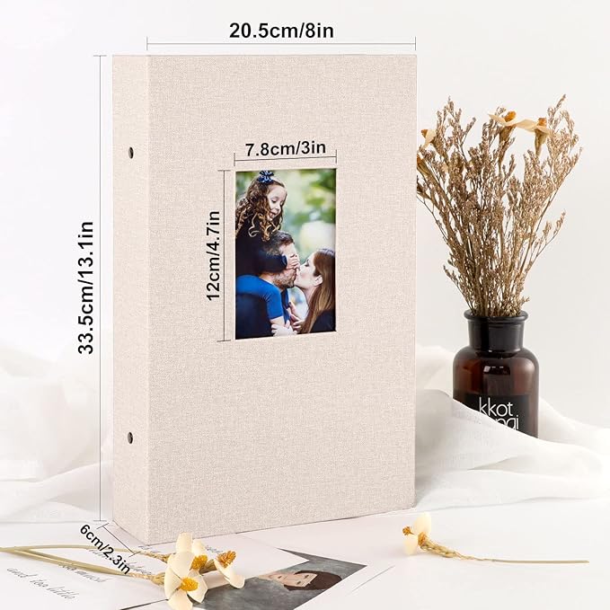 Ywlake Photo Album 4x6 300 Pockets, Linen Photo Albums Holds 300 Horizontal Pictures Only Beige
