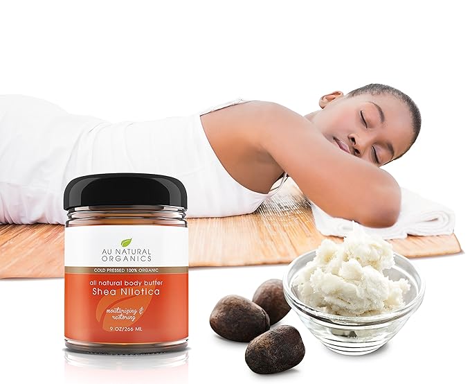 Nilotica Shea Butter 9oz – Soothe Irritated Skin, Itchiness, Rashes, Redness, Dark Circles, 100% Organic Cold Pressed, Shea Nilotica East African Shea Butter, Whole Body Moisturizer, Creamy Smooth