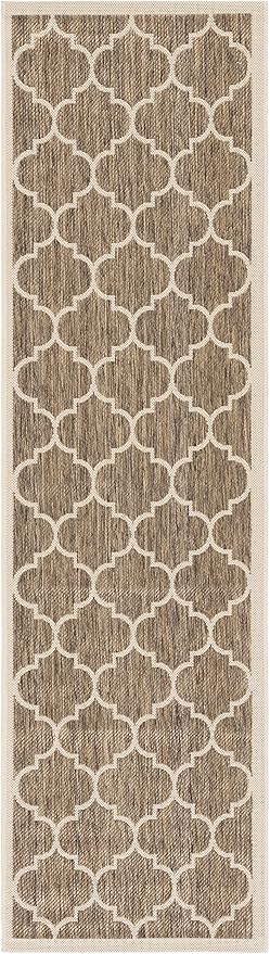 SAFAVIEH Courtyard Collection 2'3' x 12' Brown/Bone CY6914 Trellis Indoor/ Outdoor Patio Backyard Mudroom Runner Rug