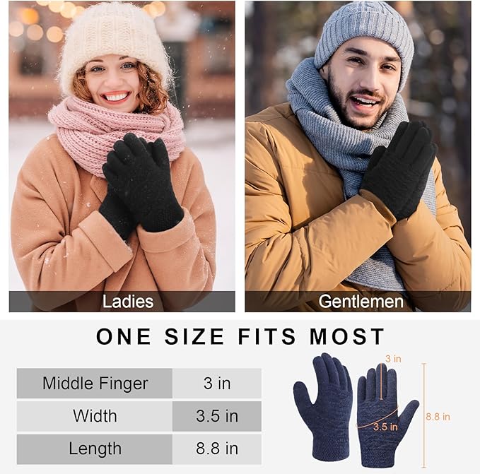 Trifabricy Winter Gloves for Women, Warm Fleece Lined Womens Gloves, Knit Glove for Women, Touchscreen Glove for Cold Weather