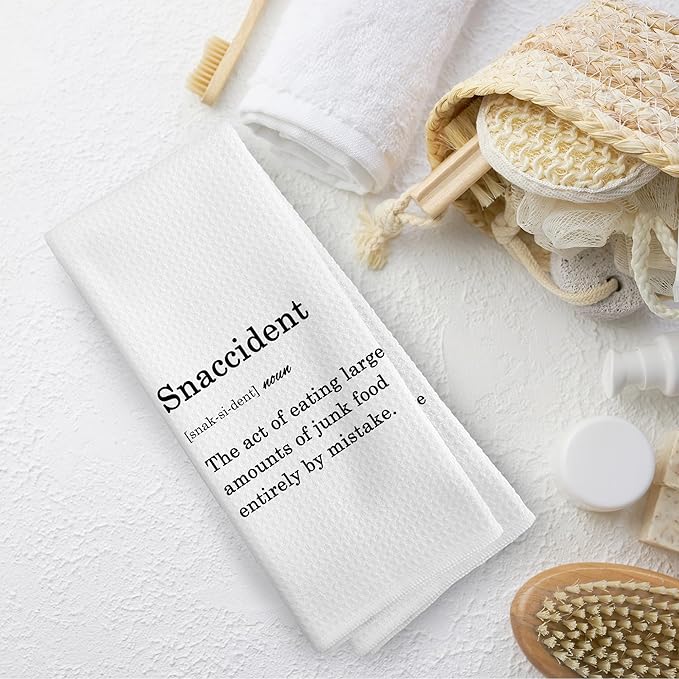 Funny Snaccident Kitchen Towels Decor, Hostess Gift Dish Towel 16x24 Inches, Funny Dish Towels with Sayings Decorative Absorbent Dishcloths Tea Towels for Kitchen Decor