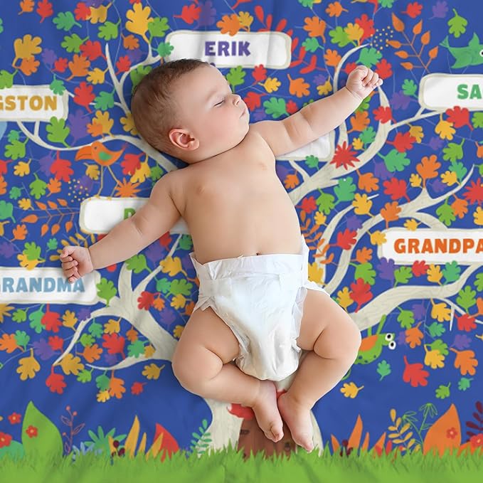 I See Me! Family Tree Personalized Blanket - Custom Blanket Name Blanket - Sherpa Throw Blanket