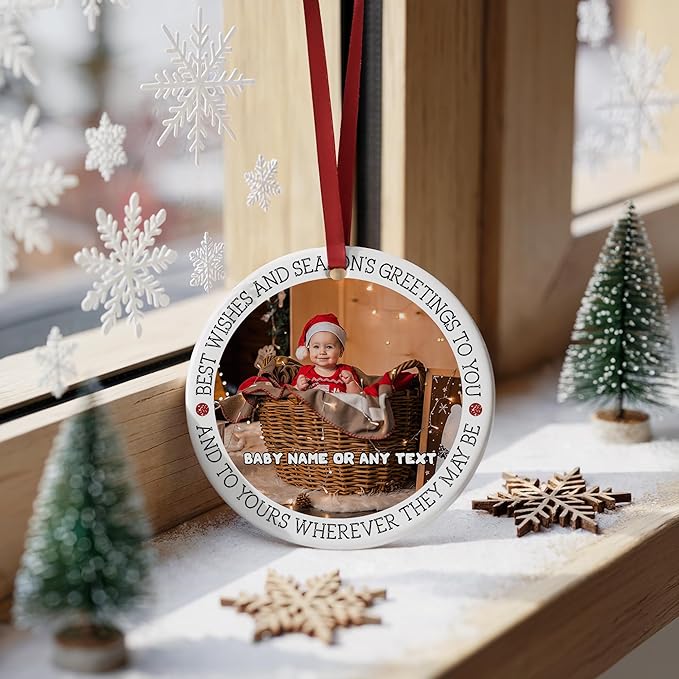 Baby Girl's First Christmas Ornament 2025 Personalized Photo Ornaments Keepsake for Newborn, My First Idea