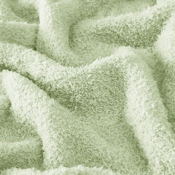 CYMULA Knit Throw Blanket for Mint Green - Super Soft Lightweight Plush Fuzzy Fluffy Cozy Blankets and Throws for Sofa Bed, 60 x 80 inches