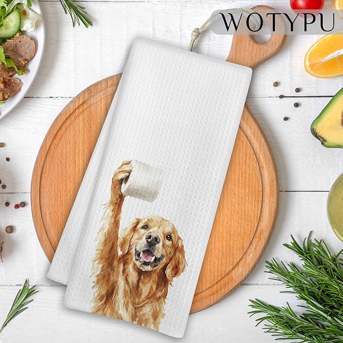 Funny Golden Retriever Gifts Bathroom Hand Towels, Golden Retriever Dog Lovers Gifts Decorative Hand Towels for Kids Guest Bathroom Washroom Half Bath, 16X24 Inch