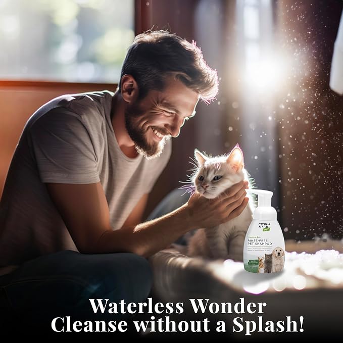 Citrus Magic Pet Rinse-Free Pet Shampoo, 8 Fluid Ounce | Conditions & Deodorizes Coats, Ideal for Dogs, Cats, Ferrets, Hamsters, Rabbits, Kittens