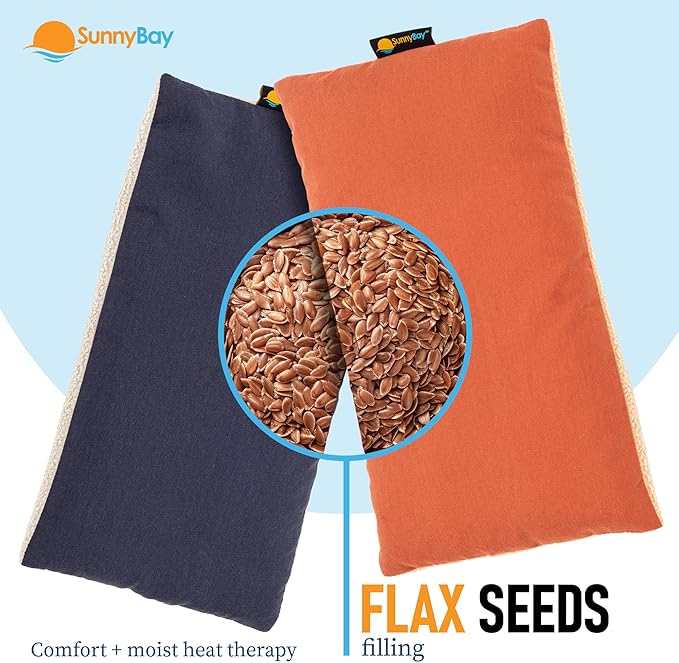 SunnyBay Small Microwave Heating Pad, Microwavable Versatile Cold/Heated Neck and Shoulder Wrap for Back Pain and More, Moist Heat Cotton-Fleece Pad, 6x11 Inches, Navy Blue and Persimmon, Pack of 2