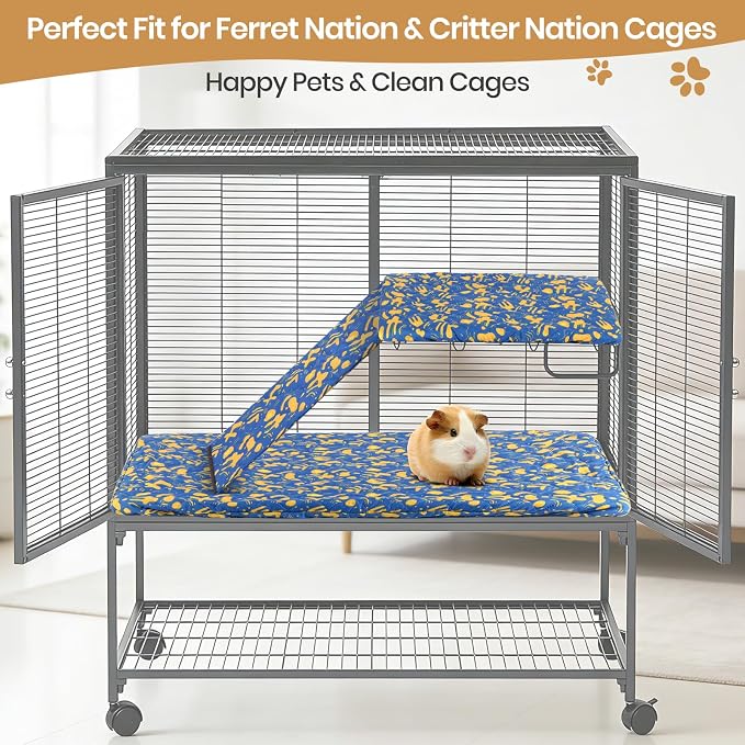 Fitted Liners for Ferret Nation, Critter Nation Cage - Washable Liner for Ferrets, Chinchillas, Rats, Guinea Pig, Hedgehogs & Other Small Animals - Waterproof Cage Accessory (Single Unit Set)