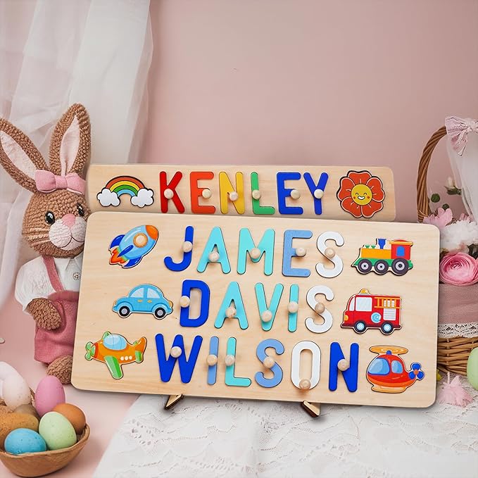 Name Puzzle Baby Gifts for Girl Boy, First Baby Toddler Christmas Birthday Gift, Toddler Toys Montessori Learning, 1 Year Old Gifts
