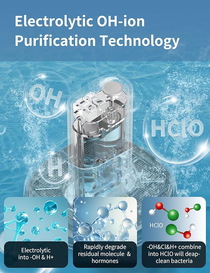 Fruit and Vegetable Washing Machine in Water, Electric Fruit Cleaner Device with OH-ion Purification Technology, Large Reaction Area, for Cleaning Fruit, Vegetable, Rice, Meat and Seafood