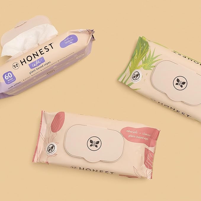 The Honest Company Calm and Cleanse Naturally Scented Wipes Cleansing Multi-Tasking 99% Water Plant Based Hypoallergenic Lavender 240 Count