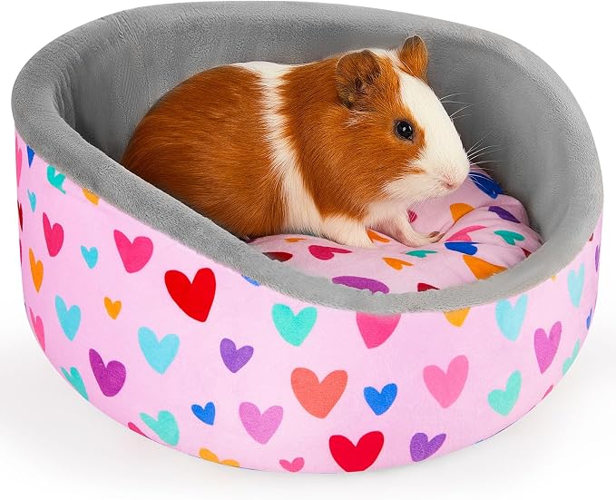 Glittme Soft Guinea Pig Bed, 11.8" Machine Washable Small Animal House Bed | Small Animal Hideout Features A Thick Removable Mat And Plush Fleece For A Cozy Resting Spot In Various Pet Cages