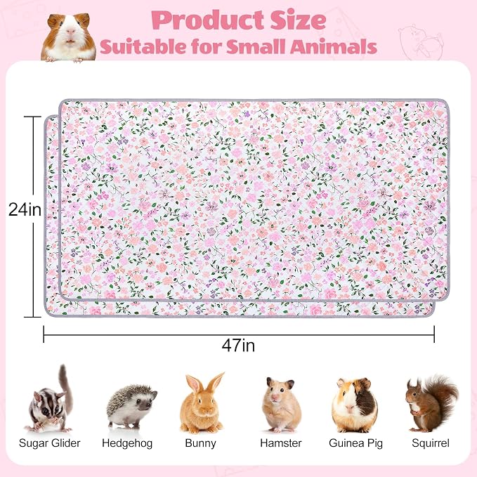 Unicorn Catcher 2 Pack Washable Guinea Pig Cage Liner, Waterproof Bedding | Reusable Absorbent Bedding For Rabbits, Hamsters, And Hedgehogs With A Leak-Proof Design To Keep Cages Dry And Clean
