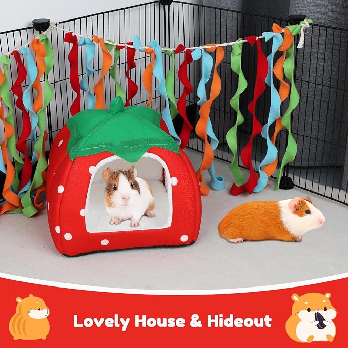 BWOGUE Guinea Pig Bed Hideout, Washable Hamster Cave for Small Animals | Removable Cushion for Cleaning, Warm Fleece Nest, Washable Bed, 10 x 9.8 x 9 in, Dwarf Rabbits Hedgehogs