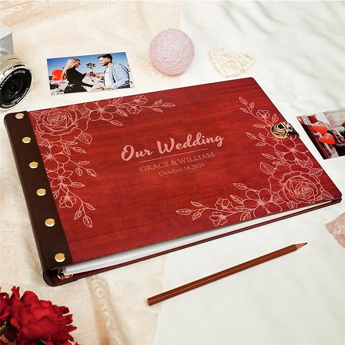 Personalized Wedding Scrapbook Album, Photo Album for Couples Handmade, Custom Wedding Guest Book Anniversary Keepsake Gifts