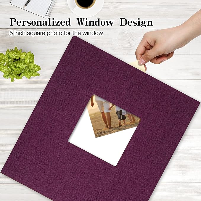 potricher Linen Hardcover Photo Album 4x6 600 Photos Large Capacity for Family Wedding Anniversary Baby Vacation (Purple, 600 Pockets)
