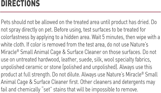 Nature's Miracle Small Animal Cage & Surface Cleaner, 24 oz | Bio-Enzymatic Formula Helps Break Down Tough Stains & Odors, Cleans & Deodorizes Cages & Accessories, Safe For Pets and Home*