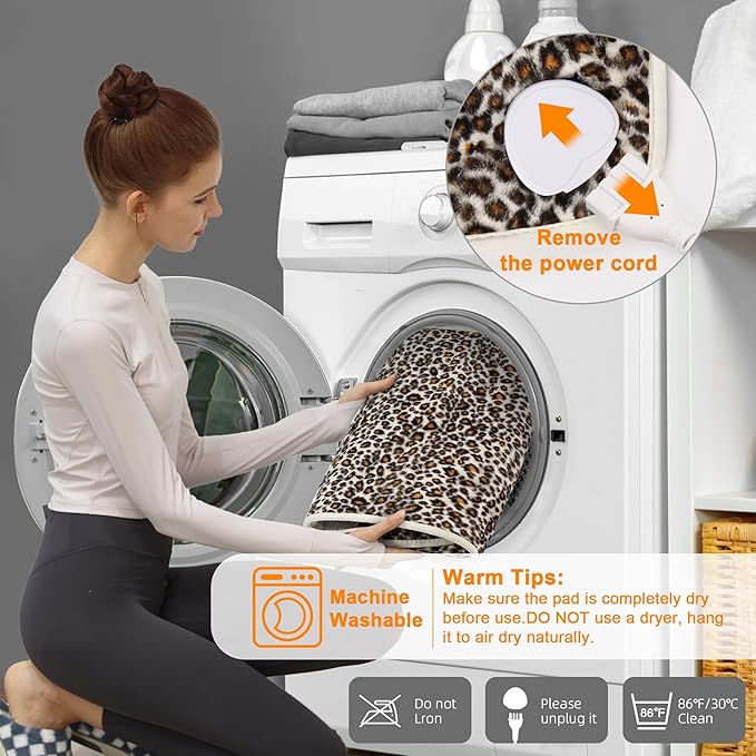Deepsoon Heating Pad,Electric Heating Pads for Back,Neck,Abdomen,Moist Heating Pad for Shoulder,Knee,Arms,Legs,Dry/Moist Heat & Auto Shut Off,Christmas Gifts for Men and Women,Leopard Print,24x12 Inch