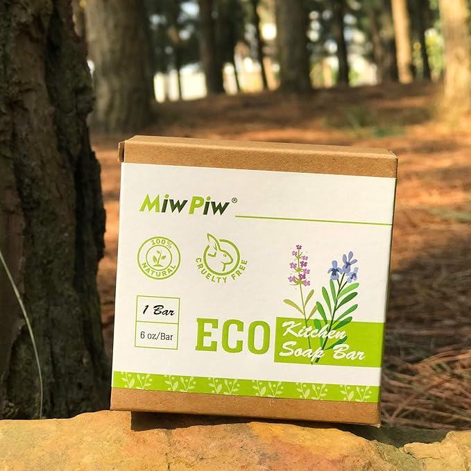Vegan Dish Soap Bar - Large 6 Ounce - Lather Clean Safe Ingredients- Plastic Free Palm Oil Free - Zero Waste Eco Friendly Kitchen Dishwashing Solid Soap