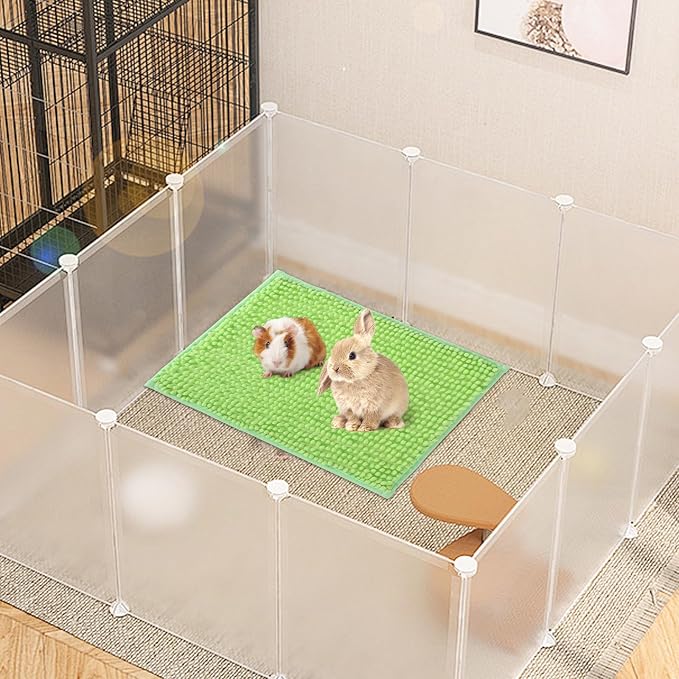 8 PCS Guinea Pig Liner Washable Rabbit Cage Liner 12x16 Inch Guinea Pig Fleece Bedding Pee Pads Reusable Absorbent Pet Mats for Small Animals, Bunny, Hamster (Gray, Green, Pink, Blue)