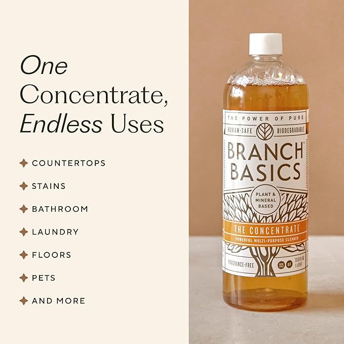 Branch Basics Concentrate (33.8 oz) + Oxygen Boost (2 lbs) | Multi-Surface All Purpose Cleaner Concentrate + Natural Stain Remover, Grout Cleaner | Human-Safe, Fragrance Free