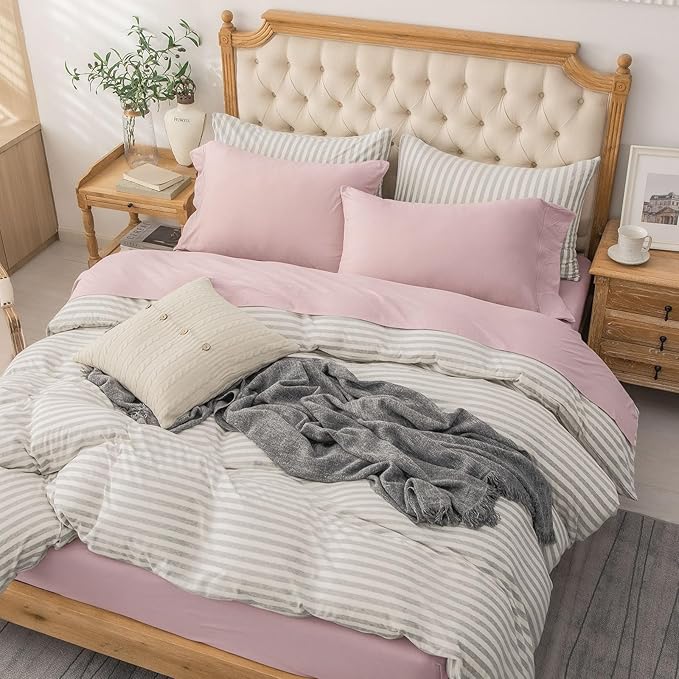 PURE ERA Jersey Knit 4pc Bed Sheet Set 100% T-Shirt Cotton Super Soft Comfy Breathable Fits Mattress Up to 20" Extra Deep Pocket (Solid Light Pink, King)