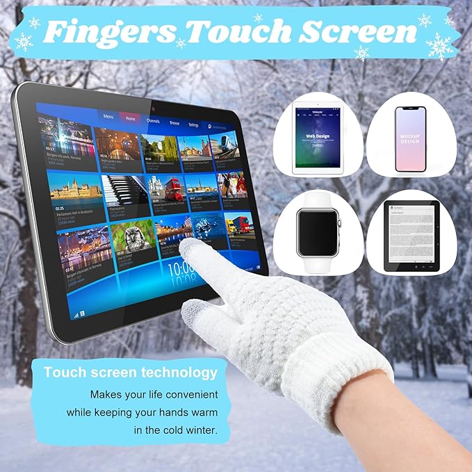 JenPen 4 Pcs Winter Hat Scarf and Gloves Set for Women Include Ear Cover Cold Weather Scarf Hat Knit Beanie Gloves