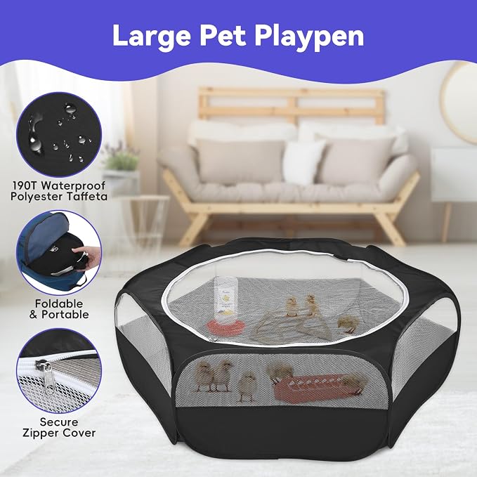 Pawaboo Chick Brooder Box for Chick Starter Kit, Black | Brooder Pen/Chicken Supplies Brooders Box with Chicks Perch Brooding Up to 15 Chicks, Duck and Quail