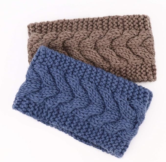 DRESHOW Winter Knit Chunky Headbands for Women Crochet Turban Knitted Ear Warmer Fashion Head Wrap 6 Pack