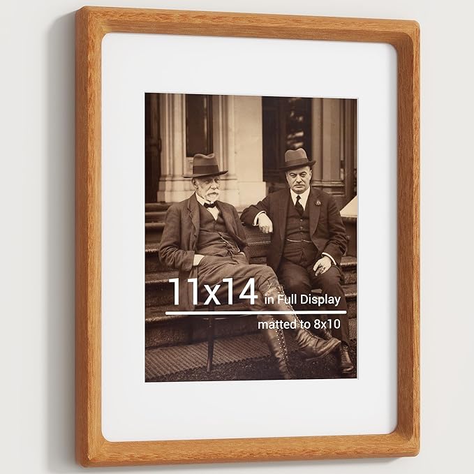 Heimlove 11x14 Picture Frames Natural Teak,Original Wood Hand Make Crafted Diploma Frame with Mat to 8x10 Graduation Picture Display,Family Picture,Wedding Picture,Photo,Certificate Wall Mounted